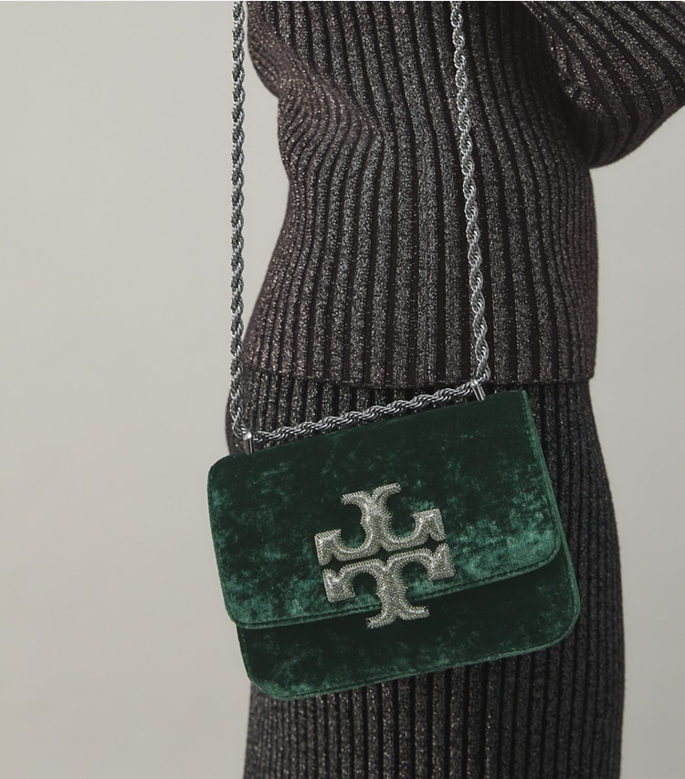 Tory Burch designer shoulder bags Eleanor Small Bag in English Green additional on model