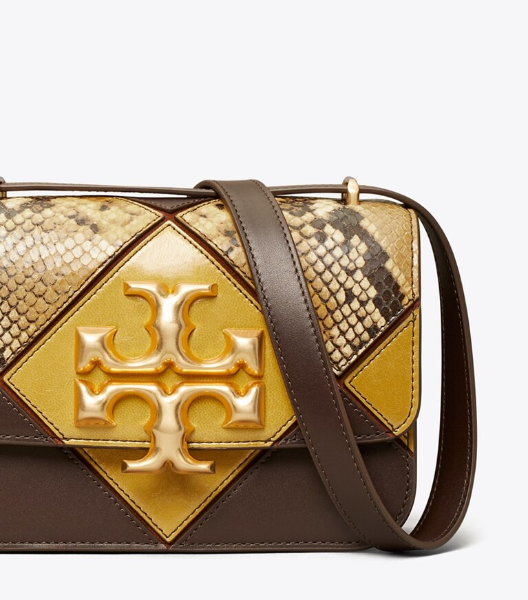 Tory Burch designer shoulder bags Eleanor Small Bag in Chocolate Liquor / BEESWAX angle