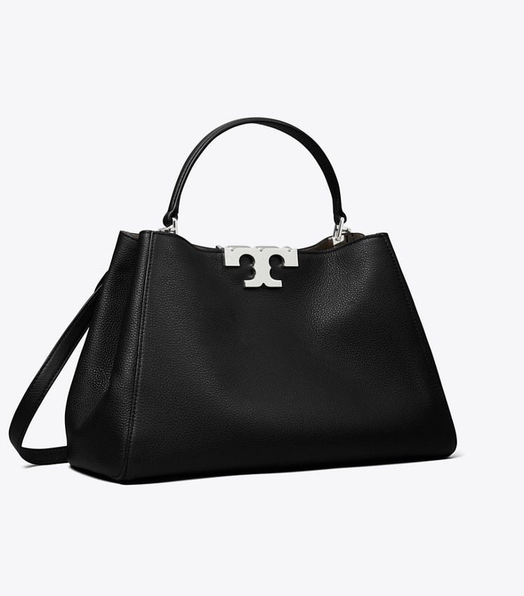 Tory Burch designer satchels Eleanor Soft Satchel in Black angle