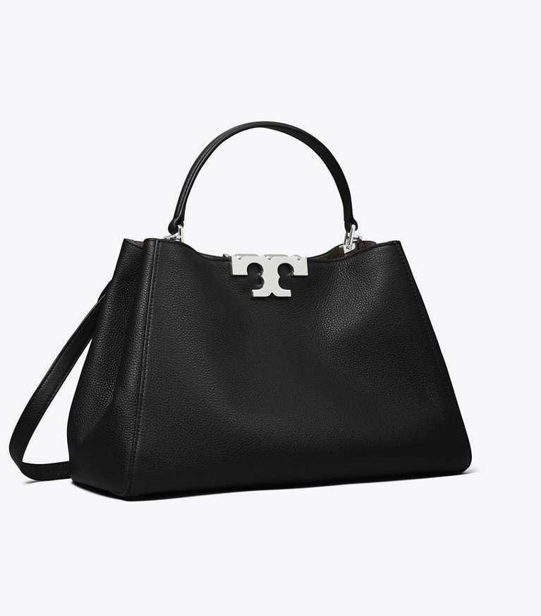 Tory Burch designer satchels Eleanor Soft Satchel in Black angle