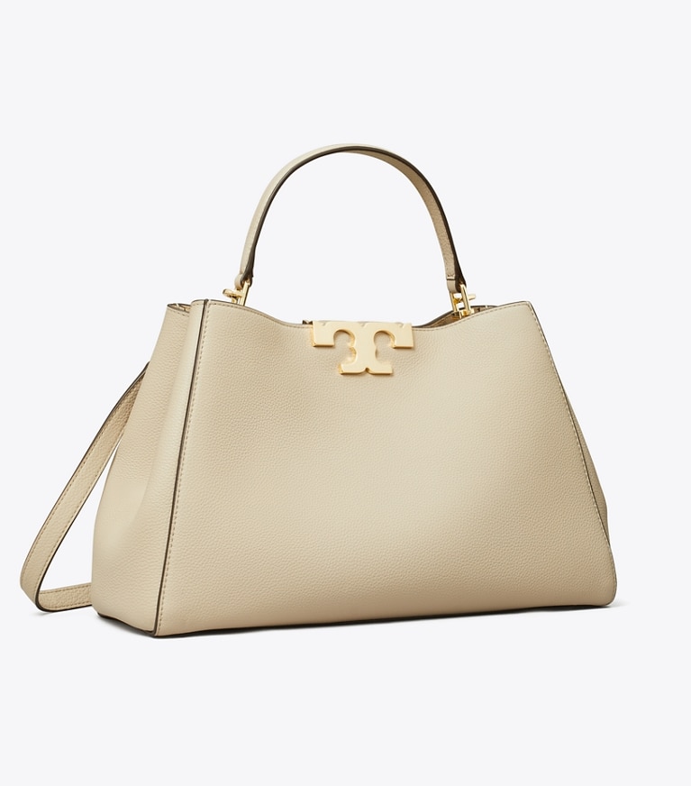 Tory Burch designer satchels Eleanor Soft Satchel in Light Stone angle