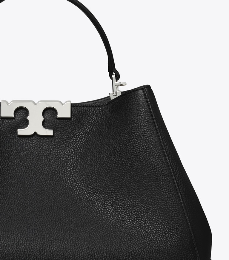 Tory Burch designer satchels Eleanor Soft Satchel in Black angle