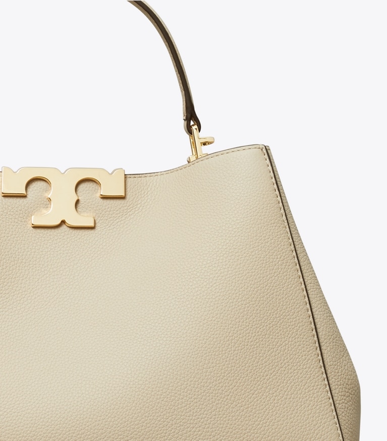 Tory Burch designer satchels Eleanor Soft Satchel in Light Stone angle