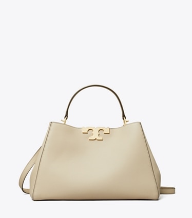 Tory Burch designer satchels Eleanor Soft Satchel in Light Stone front