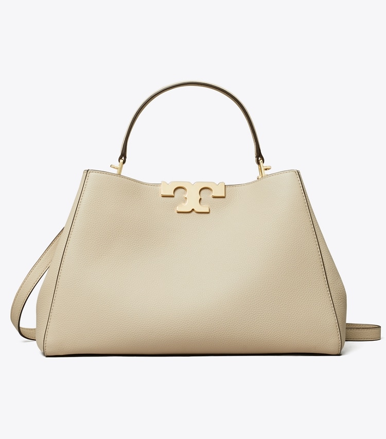 Tory Burch designer satchels Eleanor Soft Satchel in Light Stone front