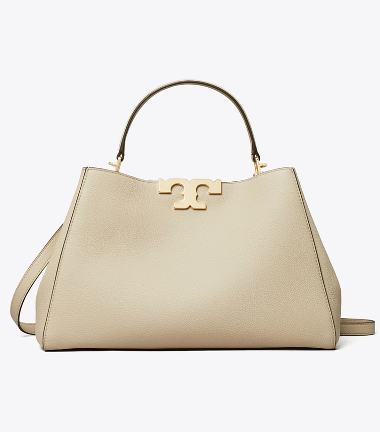 Tory Burch designer satchels Eleanor Soft Satchel in Light Stone angle