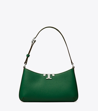 Tory Burch designer shoulder bags Eleanor Soft Slim Shoulder Bag in Dark Kale front