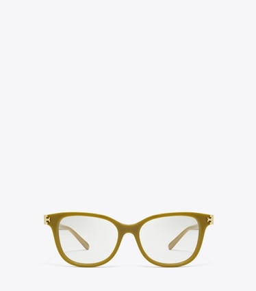 Tory Burch designer sunglasses & eyewear Eleanor Square Eyeglasses in OLIVE GREEN front