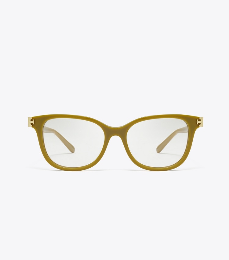 Tory Burch designer sunglasses & eyewear Eleanor Square Eyeglasses in OLIVE GREEN front