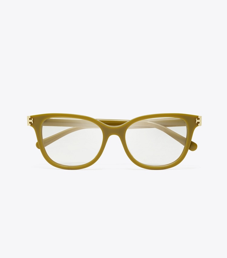 Tory Burch designer sunglasses & eyewear Eleanor Square Eyeglasses in OLIVE GREEN overhead