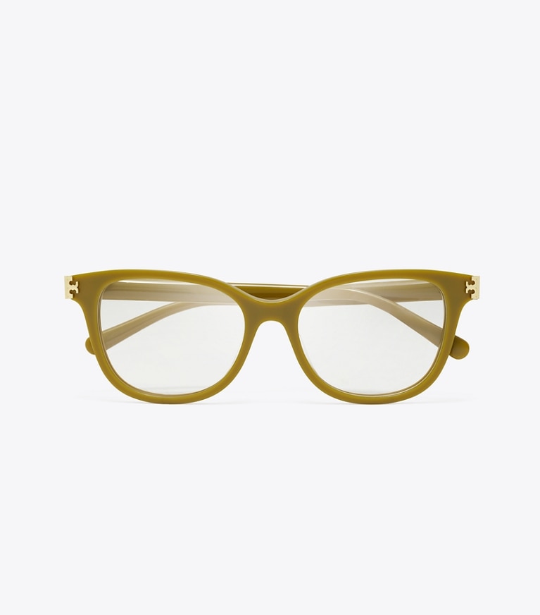 Tory Burch designer sunglasses & eyewear Eleanor Square Eyeglasses in OLIVE GREEN front