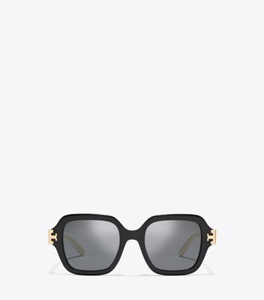 Tory Burch designer サングラス＆アイウェア エレノア スクエア サングラス in BLACK/IVORY/DARK GRAY SOLID front