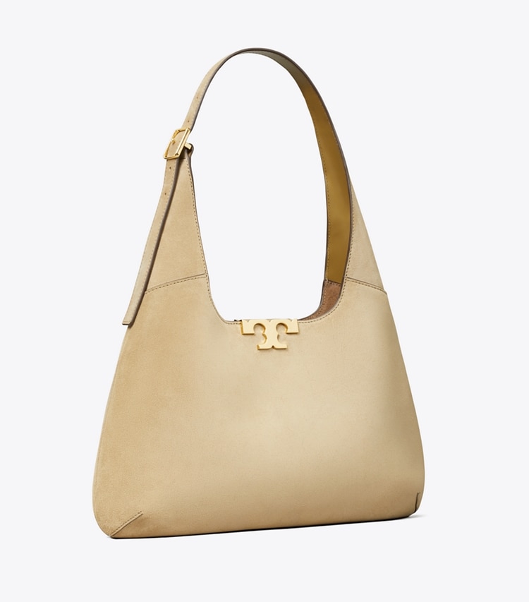 Tory Burch designer shoulder bags Eleanor Suede Hobo Bag in Oatmeal angle