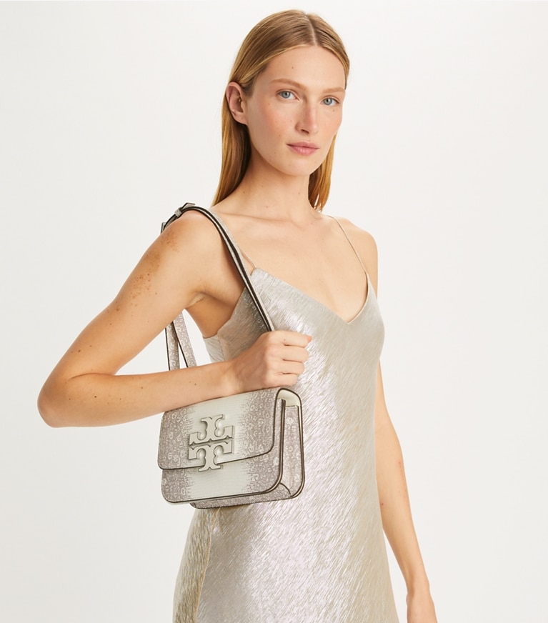 Tory Burch designer schultertaschen Eleanor Tasche mit Echsenprägung in Cool White angle