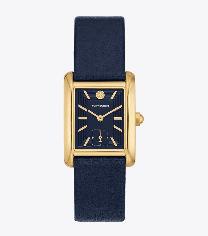 Eleanor Watch, Navy Leather/Gold-Tone Stainless Steel, 25 x 32MM : Women's  Designer Strap Watches | Tory Burch