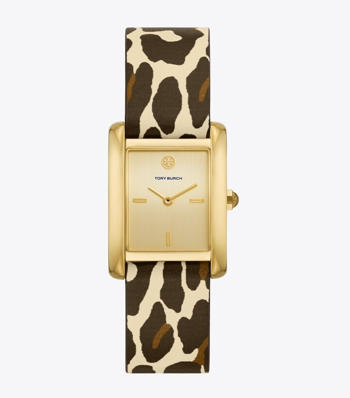 Eleanor Watch, Printed Leather/Gold-Tone Stainless Steel, 25 x 36 MM:  Women's Designer Strap Watches | Tory Burch