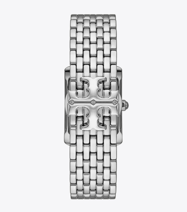 Tory Burch designer orologi da polso Eleanor Watch, Silver-Tone Stainless Steel in IVORY/SILVER indietro