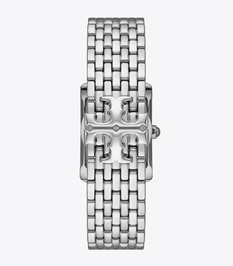 Tory Burch designer orologi da polso Eleanor Watch, Silver-Tone Stainless Steel in IVORY/SILVER front