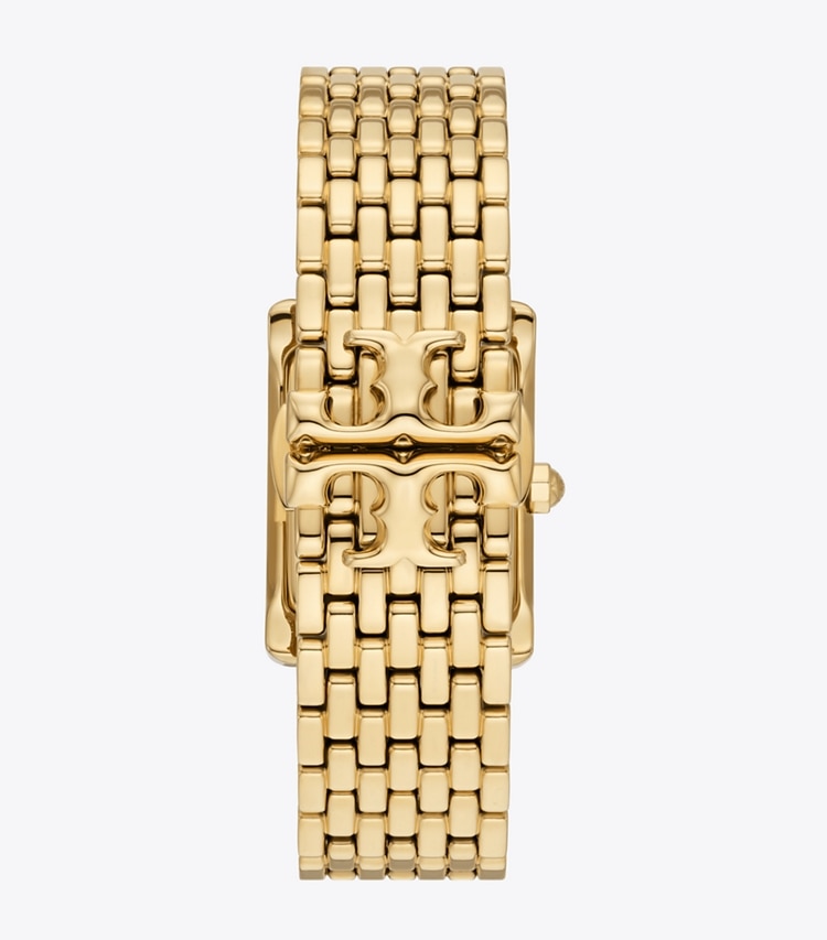 Tory Burch designer strap watches Eleanor Watch in WHITE MOP/GOLD back