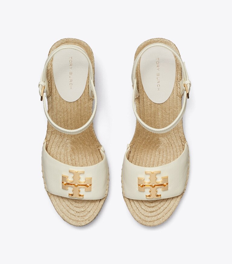 Tory Burch designer espadrilles Eleanor Wedge Espadrille in LIGHT CREAM / GOLD overhead