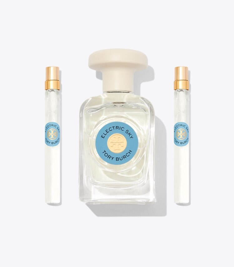 Tory Burch designer perfume Electric Sky Charm Gift Set in ELECTRIC SKY BLUE front