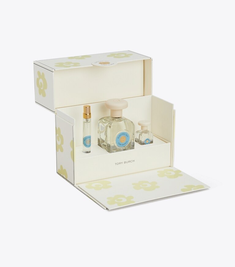 Tory Burch designer perfume Electric Sky Gift Set in ELECTRIC SKY BLUE front