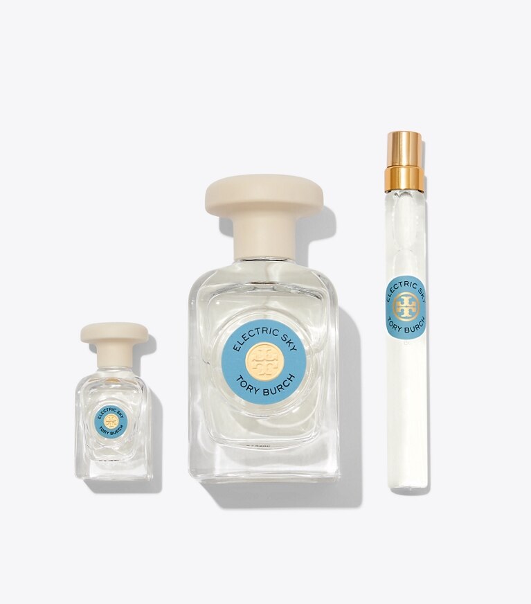 Tory Burch designer perfume Electric Sky Gift Set in ELECTRIC SKY BLUE front