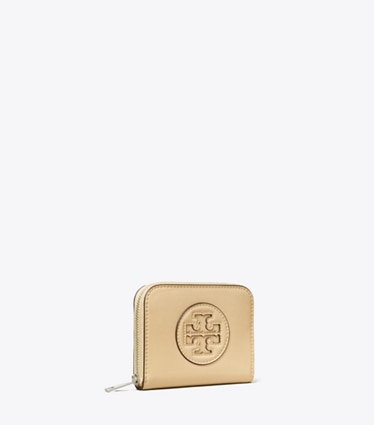 Tory Burch designer wallets Ella Bio Patent Small Zip Wallet in Vanilla Soft Serve angle