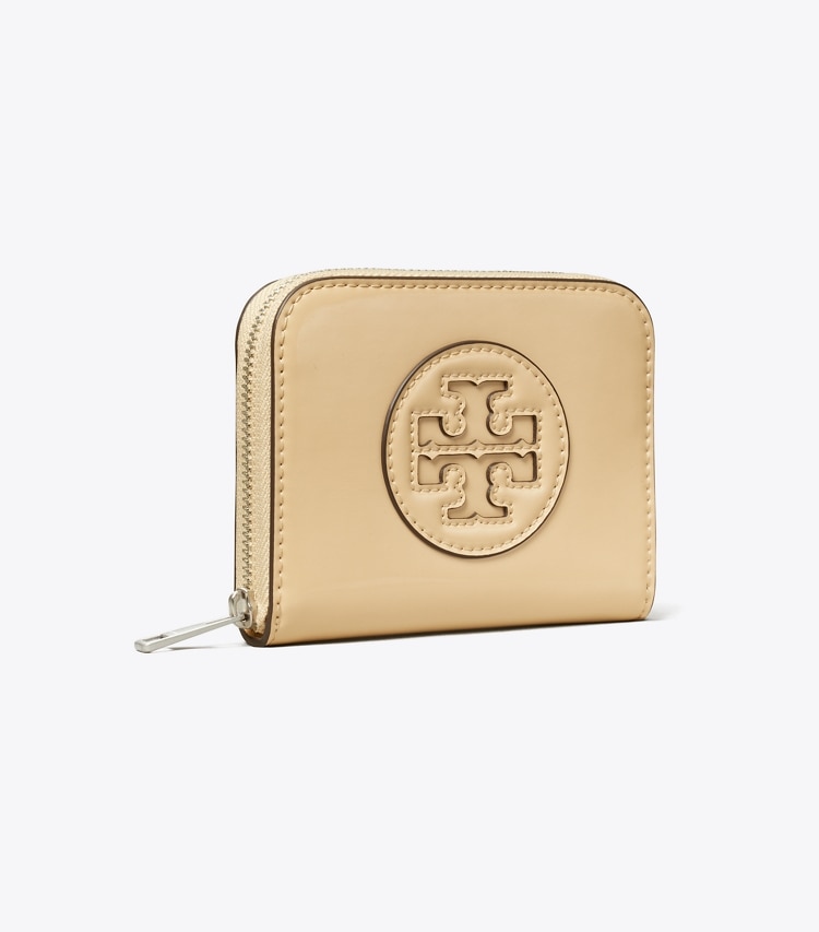 Tory Burch designer wallets Ella Bio Patent Small Zip Wallet in Vanilla Soft Serve angle