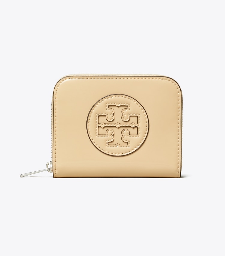 Tory Burch designer wallets Ella Bio Patent Small Zip Wallet in Vanilla Soft Serve front