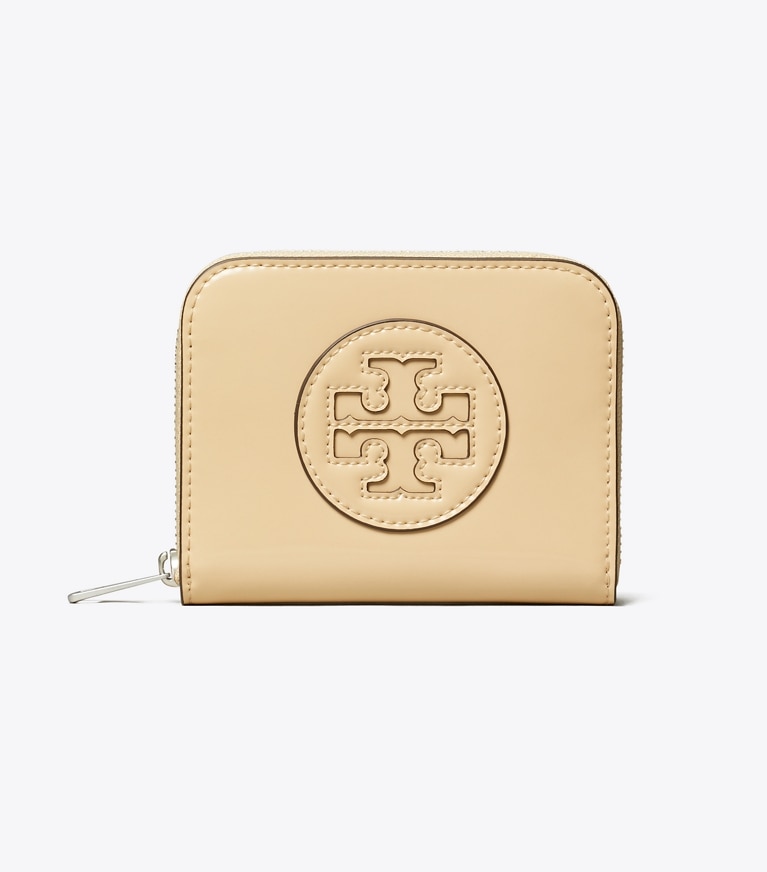 Tory Burch designer wallets Ella Bio Patent Small Zip Wallet in Vanilla Soft Serve angle