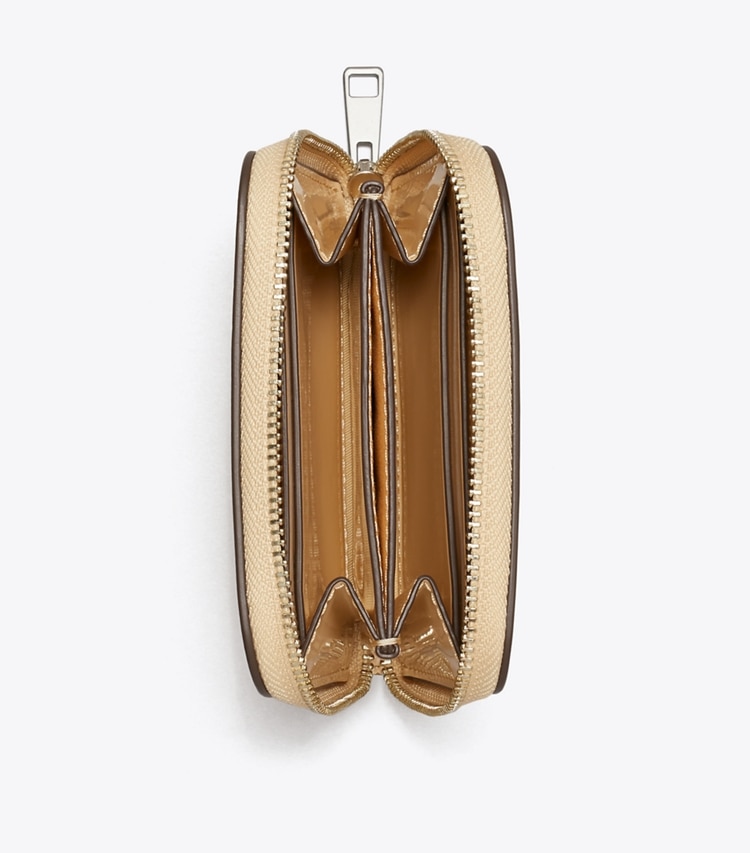 Tory Burch designer wallets Ella Bio Patent Small Zip Wallet in Vanilla Soft Serve overhead