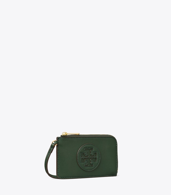 Tory Burch designer card cases Ella Bio Zip Card Case in Basil angle