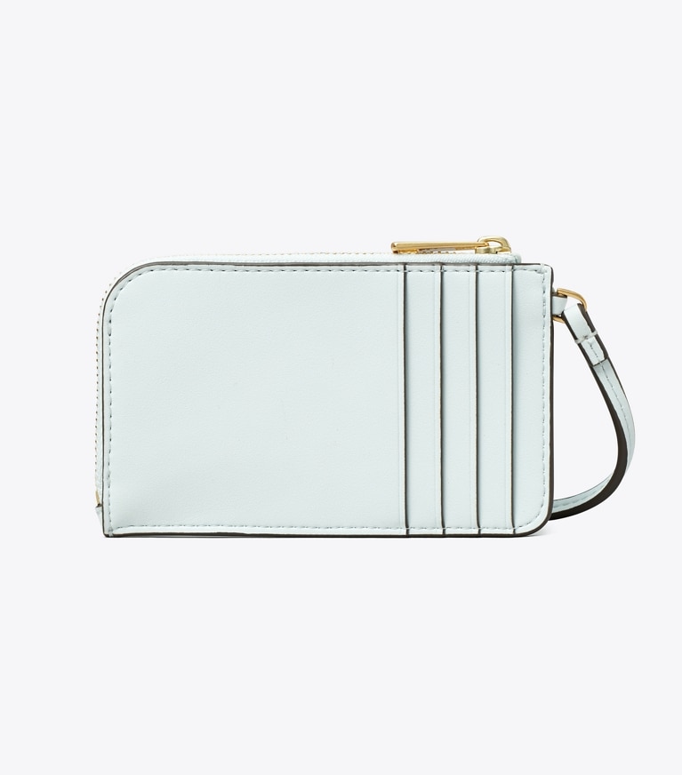 Tory Burch designer card cases Ella Bio Zip Card Case in Ice Blue angle