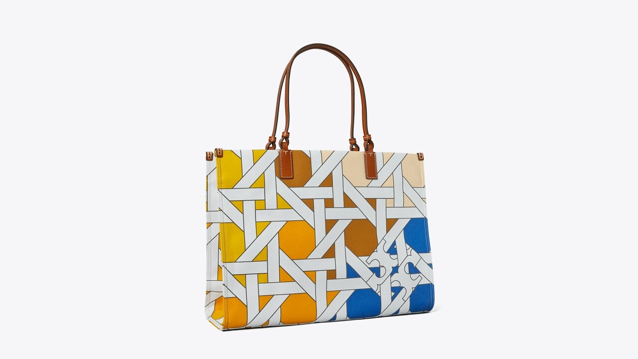 Ella Canvas Basketweave Tote Women's Designer Tote Bags Tory Burch