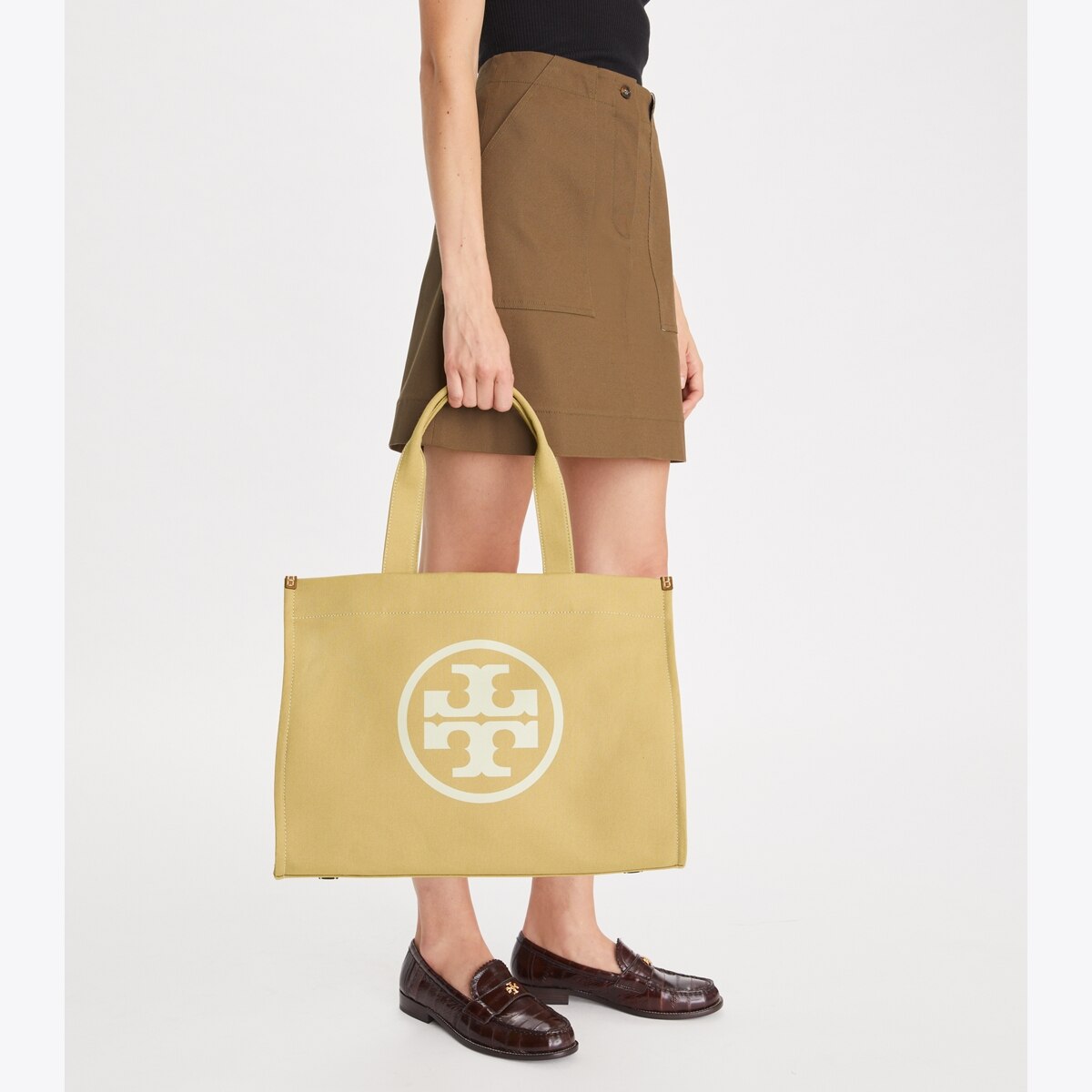 Tory Burch Ella on sale Large Leather Canvas Tote