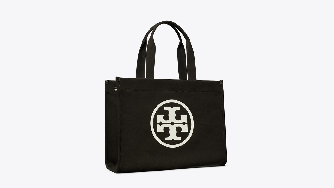 Ella canvas leather outlet tote tory burch