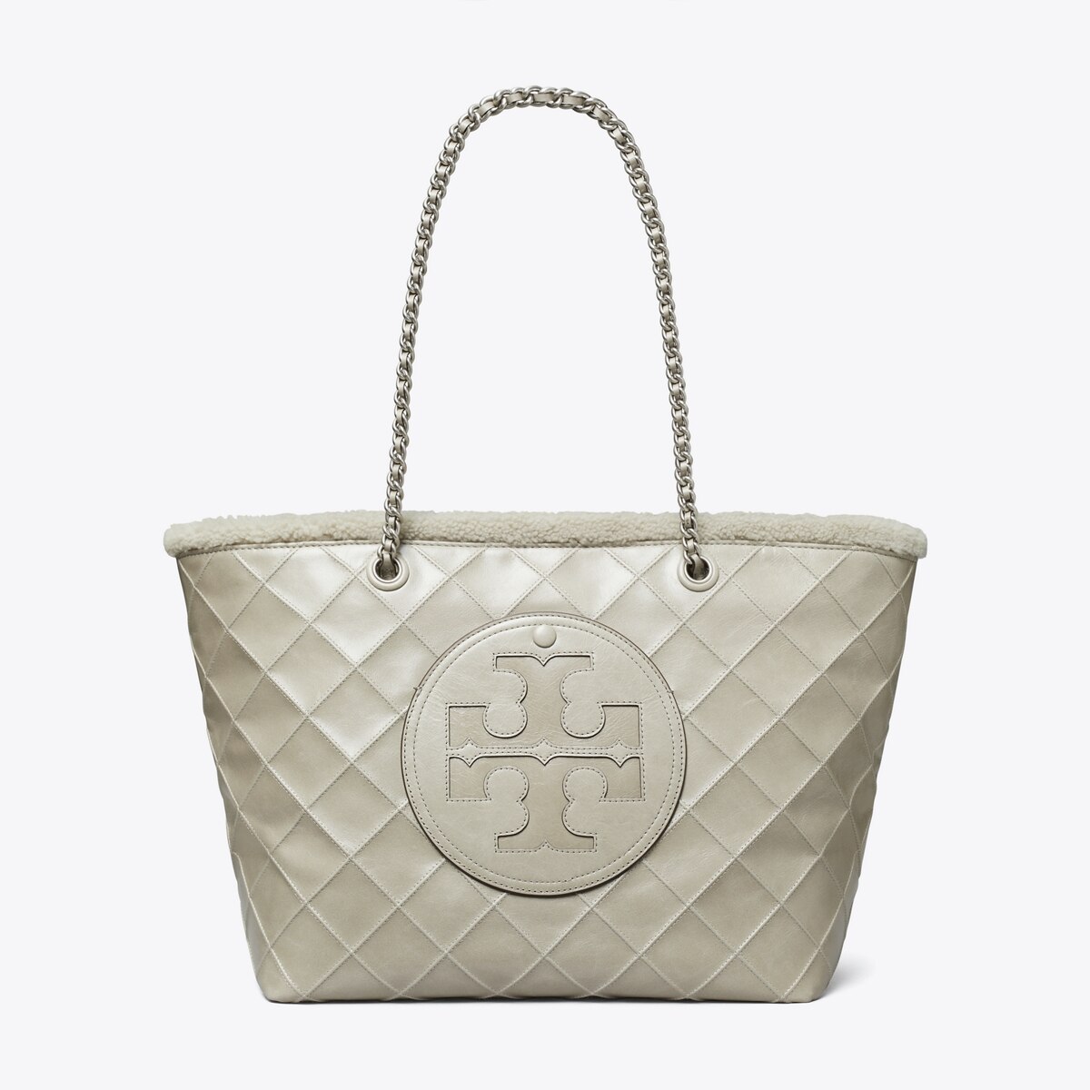 Ella Chain Shearling Tote: Women's Designer Tote Bags | Tory