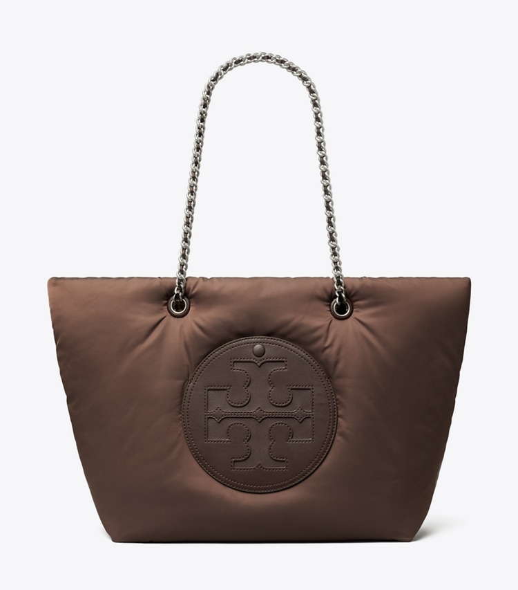 Tory Burch designer tote bags Ella Chain Soft Tote in TEMPRANILLO front