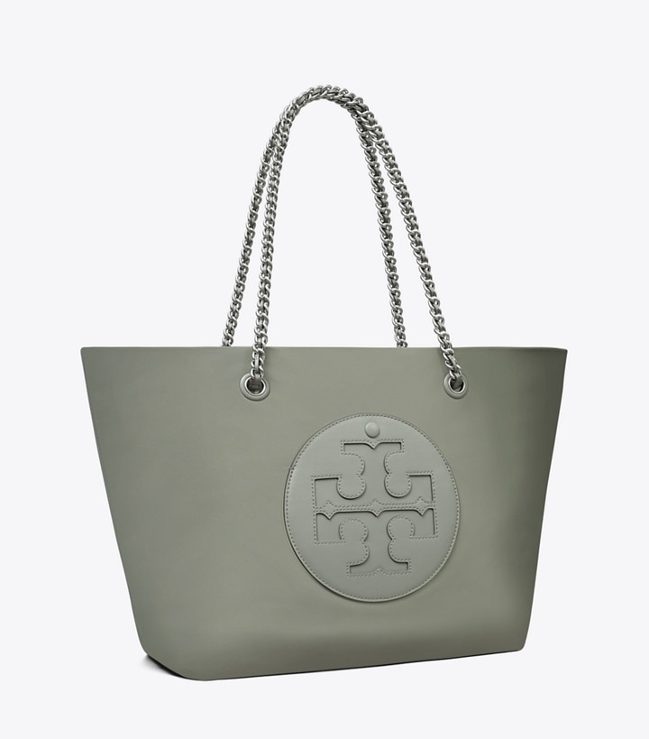 Tory Burch designer tote bags Ella Chain Tote in Shale Rock angle