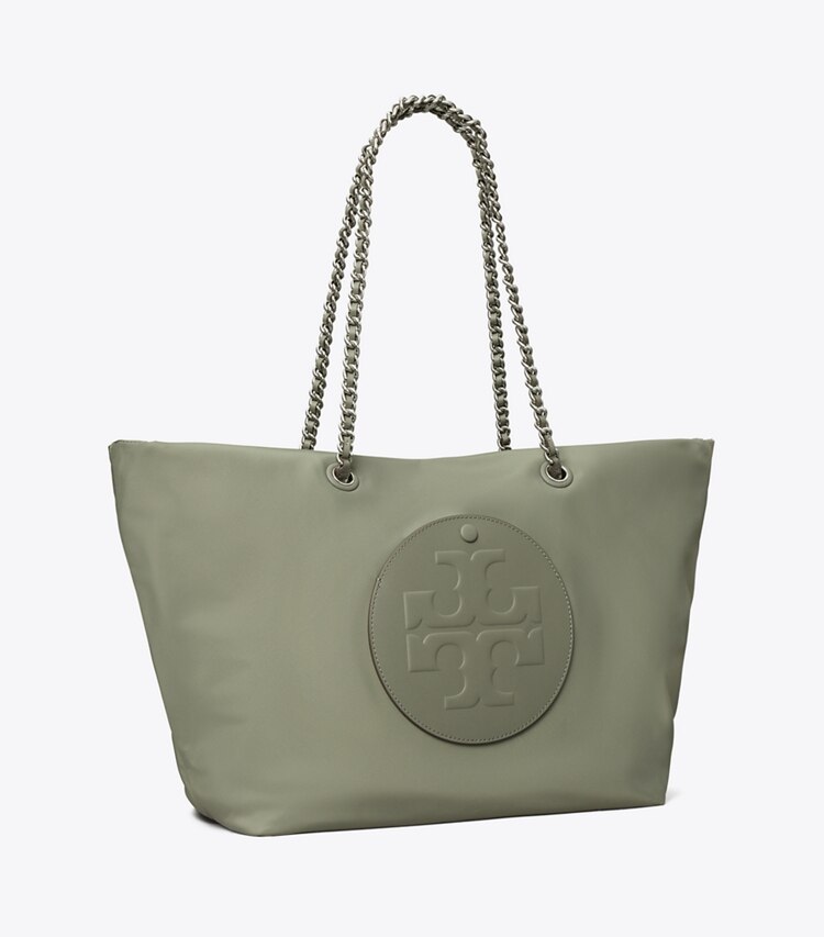 Tory Burch designer tote bags Ella Chain Tote in Stone angle