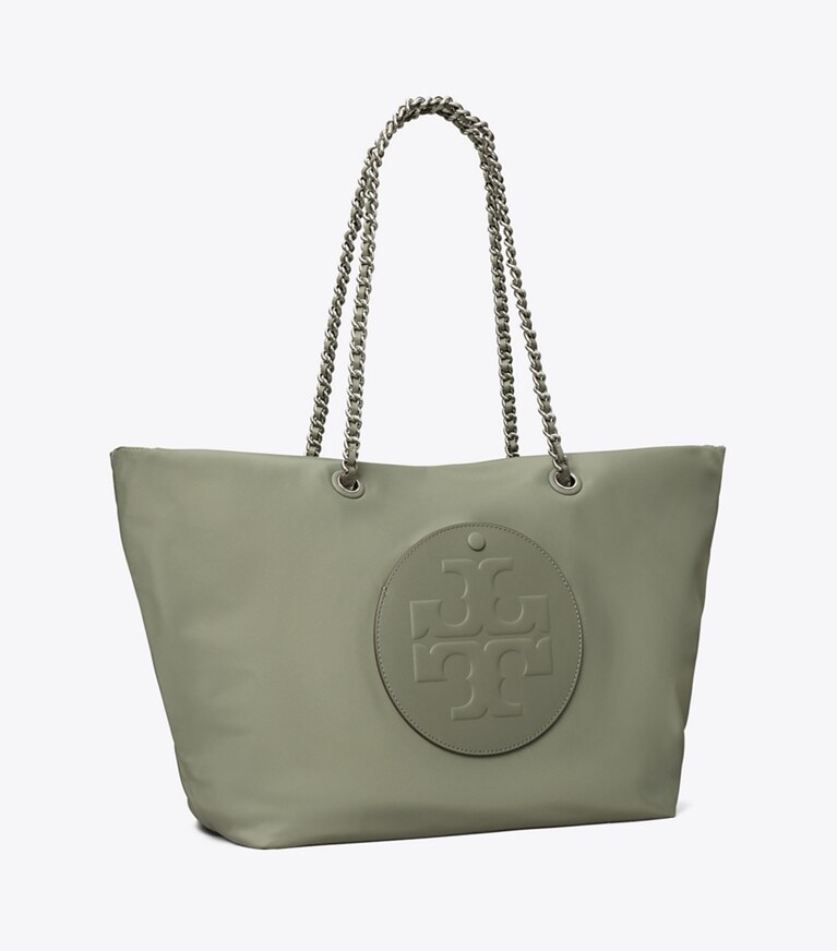 Tory Burch designer tote bags Ella Chain Tote in Stone angle