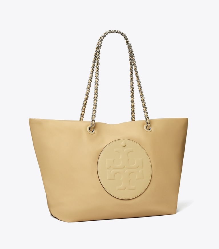 Tory Burch designer tote bags Ella Chain Tote in Praline angle