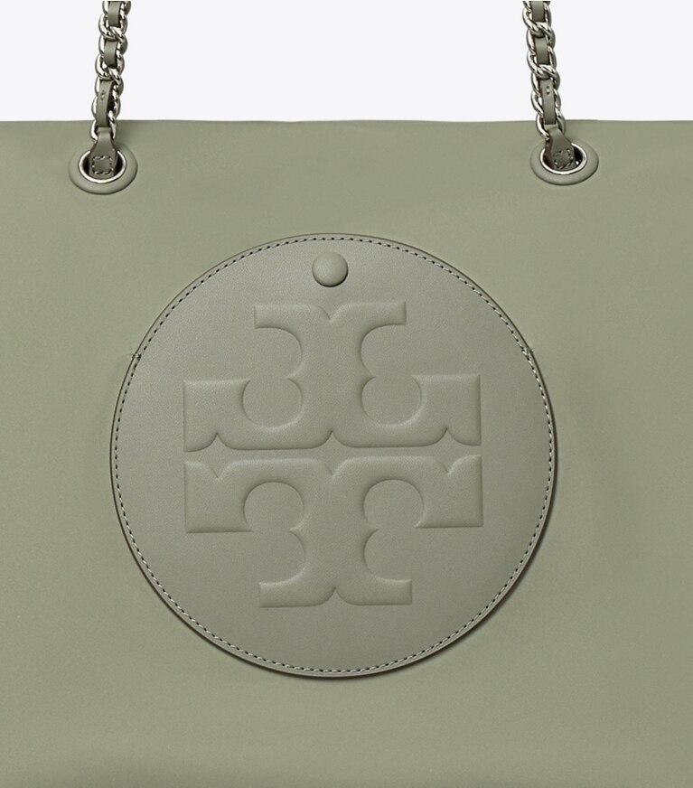 Tory Burch designer tote bags Ella Chain Tote in Stone angle