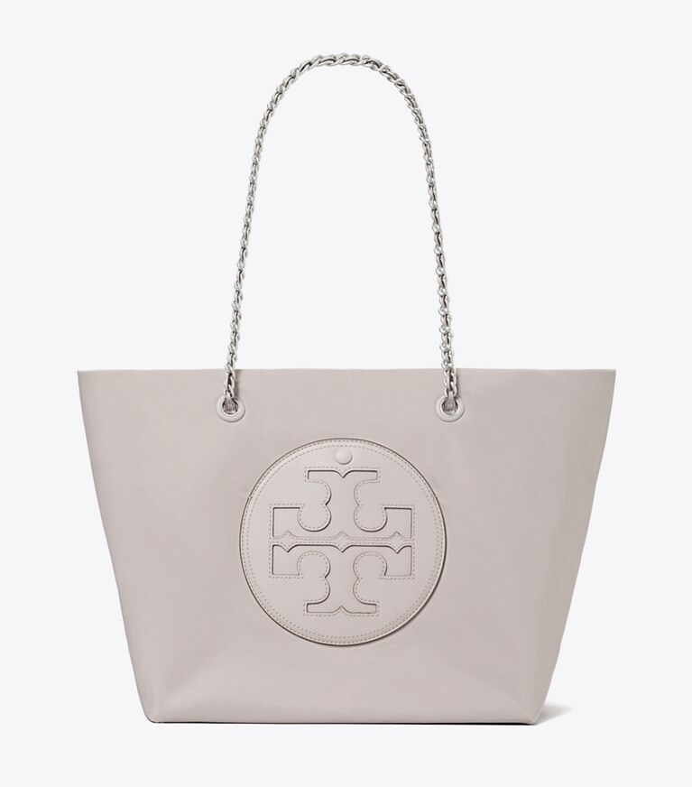 Tory Burch designer tote bags Ella Chain Tote in Bay Gray angle