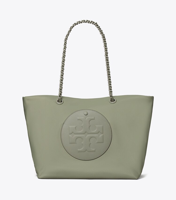 Tory Burch designer tote bags Ella Chain Tote in Stone front