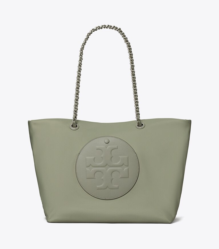 Tory Burch designer tote bags Ella Chain Tote in Stone angle
