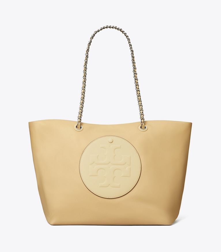 Tory Burch designer tote bags Ella Chain Tote in Praline angle