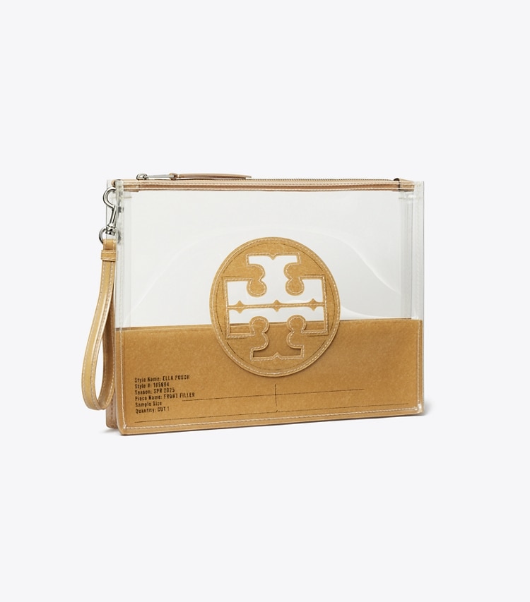 Tory Burch designer wristlets Ella Clear Pouch in Clear angle