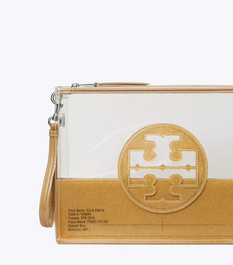 Tory Burch designer wristlets Ella Clear Pouch in Clear angle